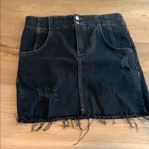 Free People black denim skirt
